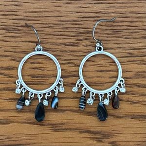 Silver and Black Lucky Brand Earrings